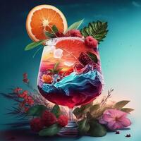 sommar cocktail, illustration ai generativ foto