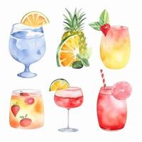 vattenfärg sommar cocktail. illustration ai generativ foto