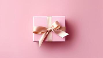 rosa gåva låda bakgrund. illustration ai generativ foto