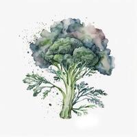 broccoli vattenfärg. illustration ai generativ foto