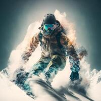 snowboard man. illustration ai generativ foto
