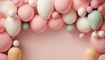 födelsedag bakgrund med ballonger. illustration ai generativ foto