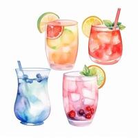 vattenfärg sommar cocktail. illustration ai generativ foto