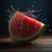 vattenmelon i vatten. illustration ai generativ foto