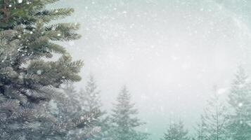 vinter- jul skog bakgrund. illustration ai generativ foto