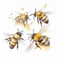 vattenfärg honung bi. illustration ai generativ foto