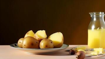 kokt ny potatis. illustration ai generativ foto