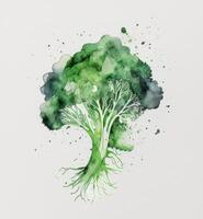 broccoli vattenfärg. illustration ai generativ foto