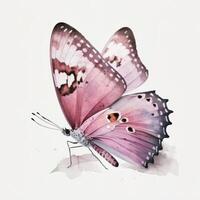 rosa vattenfärg fjäril. illustration generativ ai foto