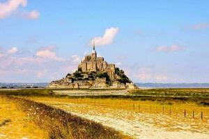 le mont saint-michel tidvattens- ö, Normandie, nordlig Frankrike foto