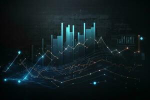 finansiell stigande Graf och Diagram, stock marknadsföra, begrepp av framgångsrik handel ai genererad foto
