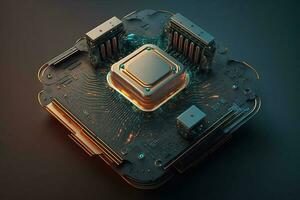 processor chip, tech miljö, blockchain begrepp ai genererad foto