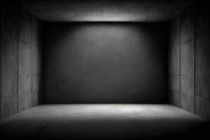 mörk tömma betong vägg rum skede modern panorama- texturerad bakgrund ai genererad foto