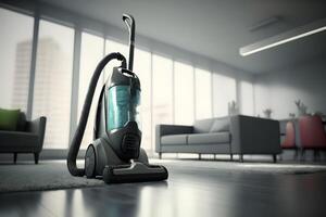 Vakuum rengöringsmedel i de hus rengöring begrepp. neuralt nätverk ai genererad foto