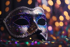 lyx maskerad venetian karneval mask, kvinna teater. neuralt nätverk ai genererad foto
