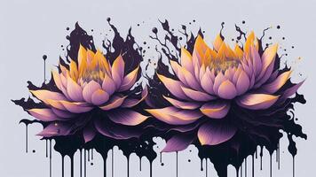 lotus stänk konst illustration, ai genererad foto