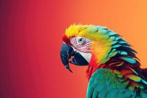 tropisk tapet baner med exotisk papegoja på levande bakgrund. generativ ai foto