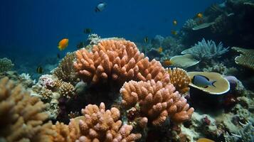 korall rev på de botten av de klar hav, generativ ai foto