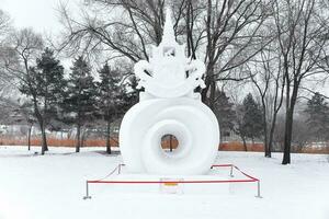 harbin, Kina - jan 21, 2017-snö skulpturer Kina, harbin Sol ö internationell snö skulptur konst expo. belägen i harbin stad, heilongjiang, Kina. foto