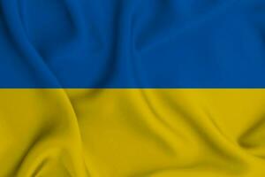 realistisk vinka flagga av Ukraina, 3d illustration foto