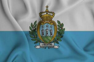 realistisk vinka flagga av san marino, 3d illustration foto
