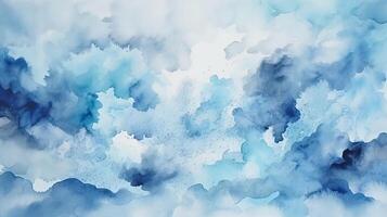nyfiket vattenfärg nyanser molnig och defocused molnig blå himmel fundament. illustration, ai genererad foto