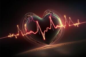 bakgrund med en hjärta med de hjärtslag övervaka linje, hjärta och hjärtslag symbol. generativ ai foto