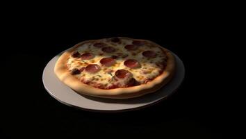 en pizza med pepperoni på Det, ai generativ foto