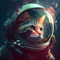 astronaut katt i Plats hjälm. porträtt av en katt., ai generativ bild foto