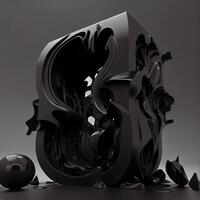 3d illustration av abstrakt geometrisk sammansättning i svart och grå Färg., ai generativ bild foto