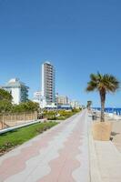 promenad av friluftsbad di jesolo, adriatiska havet, Veneto, Italien, foto