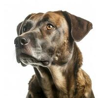 hund headshoot isolerat på vit bakgrund, generera ai foto