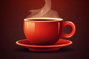 illustration av röd kaffe råna med ånga vektor bild av kaffe kopp eps10 kompatibel. ai genererad foto