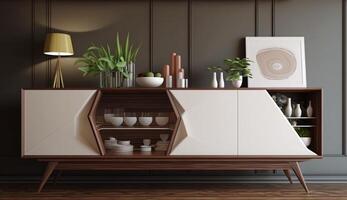 Hem dekor modern sideboards. ai genererad foto