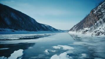 baykal sjö i vinter- illustration ai generativ foto