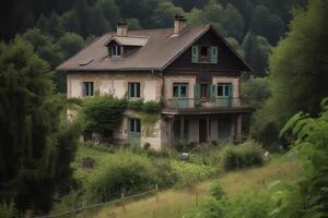 haus mit rettungsring. ai genererad foto