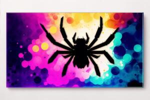 Spindel silhuett på abstrakt vattenfärg bakgrund, halloween koncept.digital konst, generativ ai foto