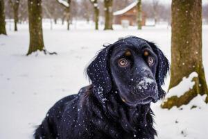 söt Gordon setter. porträtt av en skön Gordon setter hund spelar i de parkera. generativ ai foto