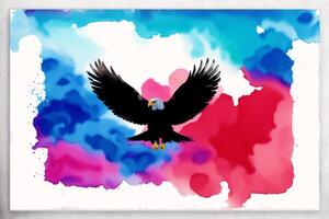 illustration av ett Örn på abstrakt vattenfärg bakgrund. vattenfärg måla. digital konst, generativ ai foto