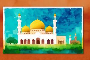 skön gammal moskén. islamic bakgrund. eid-al-adha. ramadan. kopia Plats. generativ ai foto