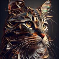 skön katt porträtt. digital konst målning. 3d tolkning., ai generativ bild foto