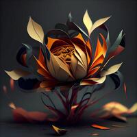 3d illustration av en lotus blomma med en lotus mönster, ai generativ bild foto