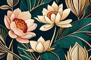 skön lotus blommor mönster generativ ai foto