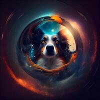 porträtt av australier herde hund i Plats tunnel. collage., ai generativ bild foto