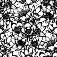svartvit sömlös abstrakt mönster av stor blommor, textur, design foto
