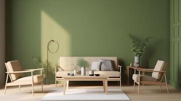 modern grön interiör bakgrund. illustration ai generativ foto