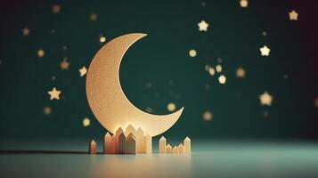 ramadan bakgrund med måne. illustration ai generativ foto