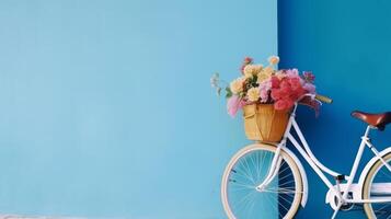 cykel med blommor. illustration ai generativ foto