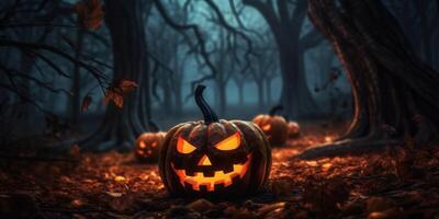 halloween pumpa. halloween bakgrund. illustration ai generativ foto