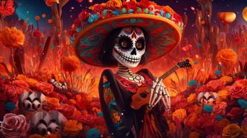 dag av de död, dia de los muertos. illustration ai generativ foto